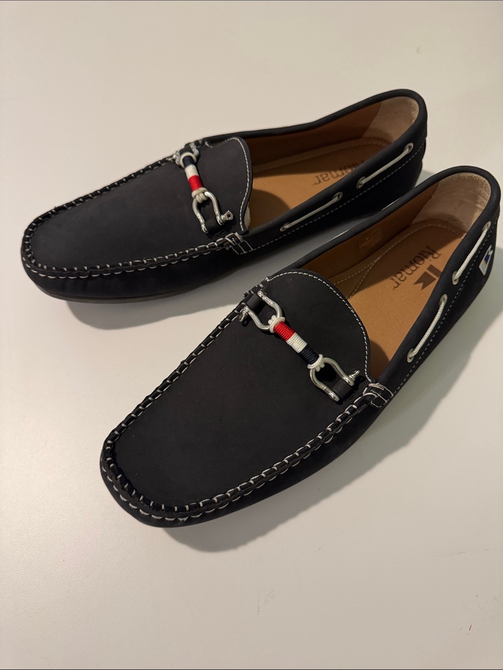 Riomar Men's "The Submarine" Deck Driver loafer in Submarine Navy Suede. Size 13